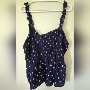 Ava & Viv Navy Daisy Print Tank Size 3X